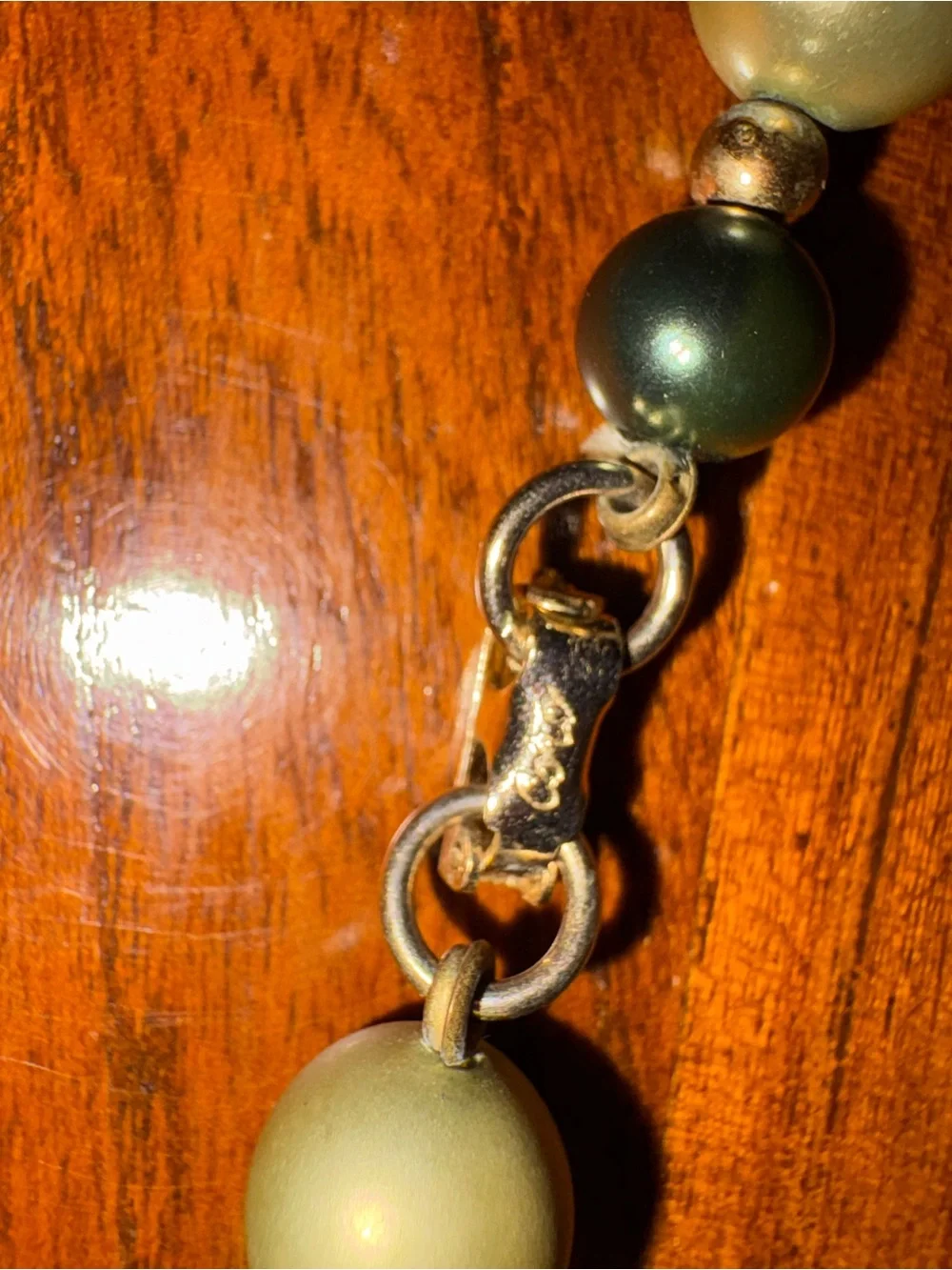 Coro Olive and Metallic Green Beaded Double-Strand Necklace